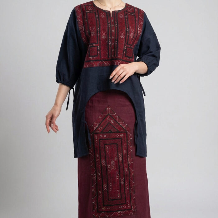 ست رویه و دامن زرشکی --- Maroon Overlay and Skirt set