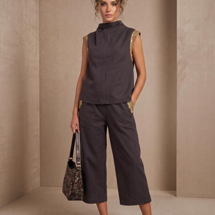 تاپ و شلوار لینن اسلب --- Slub Linen Top and Pants