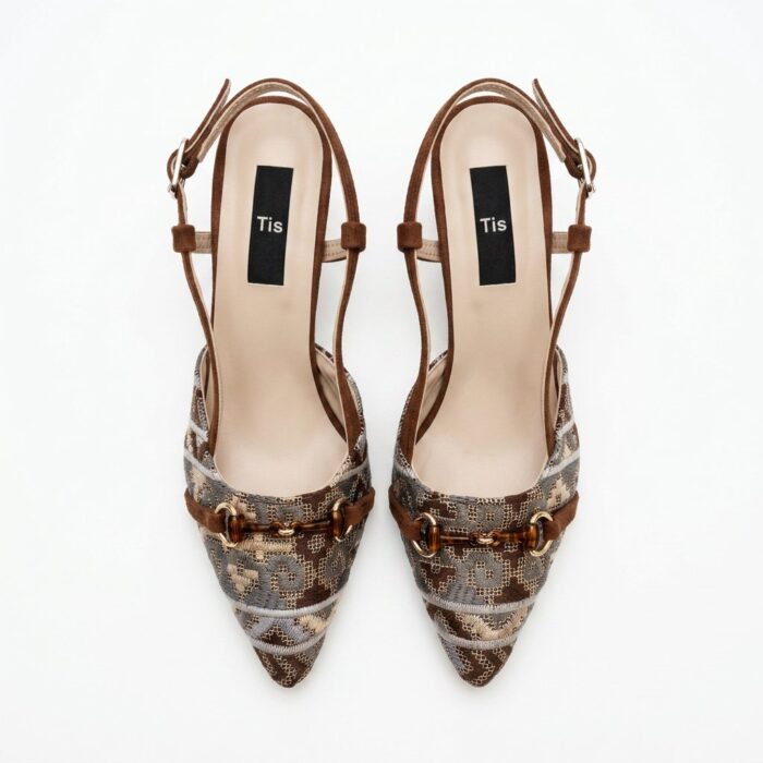 کفش پاشنه‌دار طرح‌دار تیس — Brocade Slingback Heels