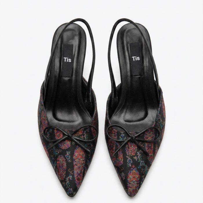 صندل پاشنه 5سانت ترمه ابریشم --- 5cm Heel Silk Termeh Sandals