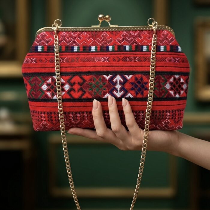 کیف سوزندوزی بلوچی دهانه فلزی --- frame bag with embroidery